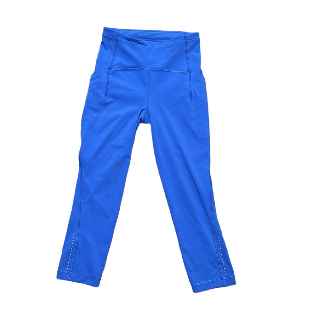 Brilliant blue lululemon compression capris.